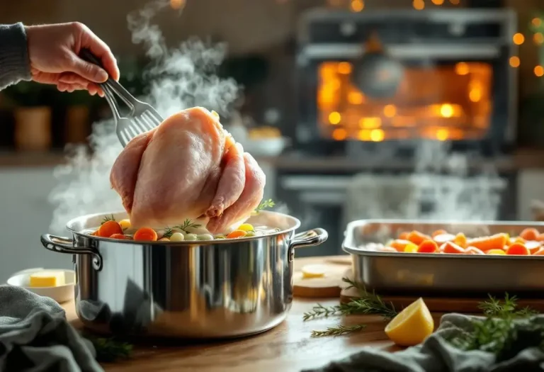 Chapon de Noël : juste avant le passage au four, ce geste avec une marmite évite une viande sèche