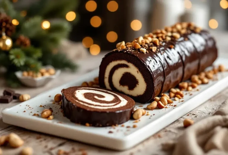 « Les Fêtes seront gourmandes » : cette bûche roulée au chocolat noir et éclats de noisettes, ultra moelleuse, se prépare rapidement et facilement
