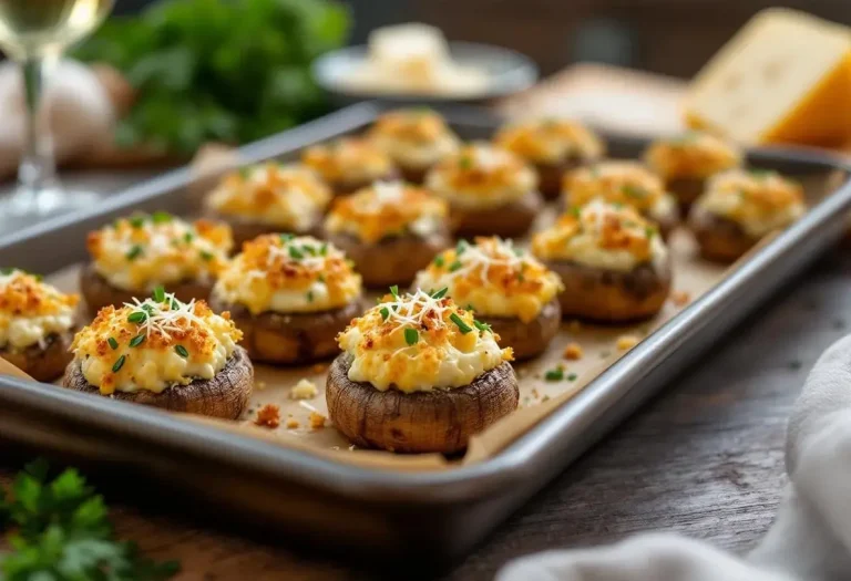 Champignons farcis au four, à l’ail et aux fines herbes : l’apéro chaud, ultra fondant et croustillant