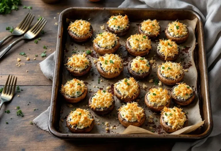Champignons farcis au four à l’ail et fines herbes : l’apéro chaud, ultra fondant et croustillant