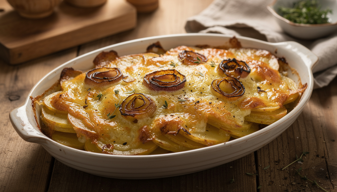 découvrez comment préparer un gratin de pommes de terre aux oignons savoureux et facile à réaliser, parfait pour un repas réconfortant en famille.