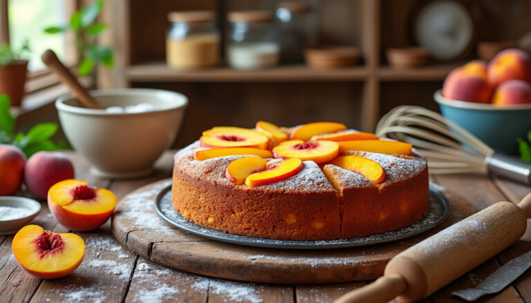 découvrez la recette traditionnelle du gâteau aux pêches de mamie, facile à réaliser, avec des astuces pour un dessert savoureux et moelleux qui ravira toute la famille.