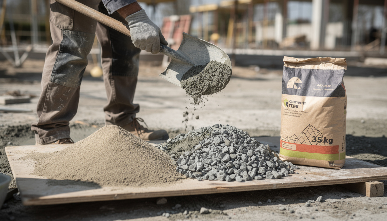 découvrez comment doser parfaitement le béton avec un sac de 35 kg à l'aide d'une pelle pour un mélange idéal et des travaux réussis.